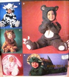 7317   Simplicity TODDLER  COW, LION, BUNNY, COW, DINO PATTERN 1/2-4