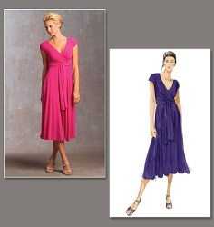 1027 Vogue  DKNY  Donna Karan SASSY KNIT LONG PLEAT LAPPED BIAS DRESS PATTERN 6-12