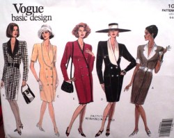 1040 EZ VOGUE TAPER 1-2 BREASTED SS-LS DRESS PATTERN 6-10,12-16