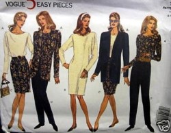 1043 EZ VOGUE TIE JACKET, PULLOVER DRESS, TOP,  SKIRT, PANTS PATTERN 8-24 3 SZS UNCUT