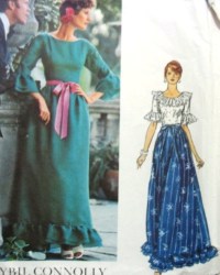 1055 SYBIL CONNOLLY LONG RUFFLE EVENING DRESS 70S PATTERN 12