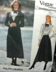 1065 VOGUE R LAUREN JACKET, LONG FLARE GORE SKIRT,BLOUSE PATTERN 8,10; 12 CHOICE