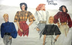 1082 VOGUE 1987 LOOSE SS-LS COLLAR, TIE  BLOUSE PATTERN 18, 14, 12