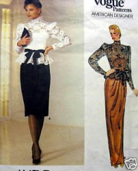 1189 VOGUE KASPER PEPLUM SHEER TOP,  WRAP DRESS LENGTHS PATTERN 8,10,12, CHOICE