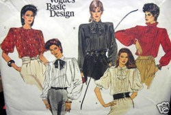 1200  Vogue LOOSE TUCKED LONG-SHORT SLEEVE BLOUSE PATTERN 14,12,10, 8 choice