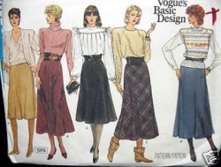 1215 VOGUE BIAS A-LINE-FLARE SKIRTS LENGTHS 70s PATTERN 6-10