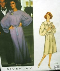 1225  VOGUE GIVENCHY BLOUSON DRESS LENGTHS SLEEVES OR NOT EVENING PATTERN 12 UNCUT 