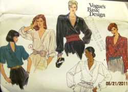 1246 Vogue  LOOSE ASYMMETRIC SS-LS BUTTON/ WRAP BLOUSE PATTERN 6-10; 12-16 choice