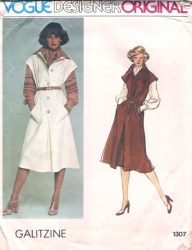1307 Vogue  GALITZINE 70S LONGER JUMPER, BLOUSE, SCARF PATTERN 10 cut