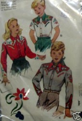 1310 1946 MCCALLS CHILDREN'S WESTERN SHIRTS,TRANSFER PATTERN 8, 6 CHOICE