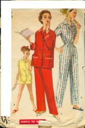 1325 SIMPLICITY 1955 ADORABLE PAJAMAS LENGTHS PATTERN 12 30'',15 33'',16 34''