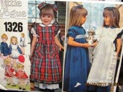 1326 VOGUE GIRL SHORT-LONG EMPIRE DRESS LENGTHS,PINAFORES PATTERN 6,3