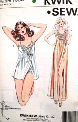 1335 KWIK SEW 1984 STRAPPY LACY NIGHTGOWN LENGTHS, PANTIES PATTERN XS-LG UNCUT