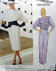 1404 VOGUE CHRISTIAN DIOR BLOUSON TUCK BACK BUTTON DRESS LENGTHS PATTERN 8, 12, 16 CHOICE