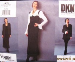 1415 DKNY JACKET,LONG STRAPPY DRESS,SHORTS JERSEY PATTERN 8-12