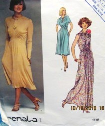 1418 VOGUE RENATA PARIS INSET WAIST SLEEVES OR NOT DRESS LENGTHS PATTERN 10 