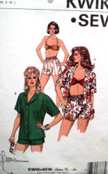 1420 KWIK SEW BOXY SHORT SLEEVE SHIRT, SHORTS , BRA PATTERN XS-LG