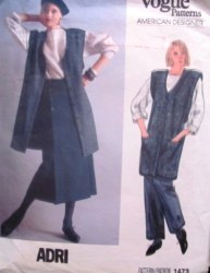 1473 Vogue ADRI LONG VEST, LS TOP,  LONG SKIRT,  WIDE PANTS PATTERN 10