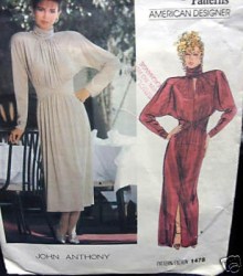 1478 VOGUE J ANTHONY LONG BLOUSON INSET DRESS LENGTHS PATTERN 8, 12