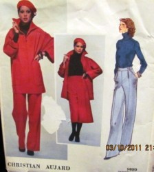 1499 CHRISTIAN AUJARD UNLINED JACKET,PANTS,CULOTTES PATTERN 10