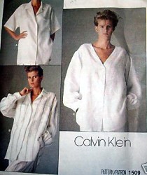 1509 VOGUE CALVIN KLEIN LOOSE YOKE BUTTON SHIRT PATTERN 8,10,12,14