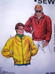 1553 KWIK SEW MEN'S FLEECE PULLOVER/ ZIP JACKET PATTERN S-XL