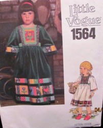 1564 GIRL PATCHWORK APPLQ TIE SS FOLK DRESS LENGTHS PATTERN 6, 3