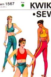 1567 KWIKSEW SPORTS BRA, TRUNKS,STIRRUP TIGHTS PATTERN XS-LG