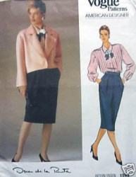 1592 VOGUE OSCAR  DE LA RENTA JACKET, SKIRT, TUCKS BLOUSE PATTERN 8,10, 12, 14, 16 choice