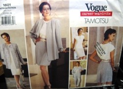 1601 VOGUE TAMOTSU SWING JACKET, DRESS, TOP, SHORTS, PANTS PATTERN 6-10; 18-22 CHOICE Uncut