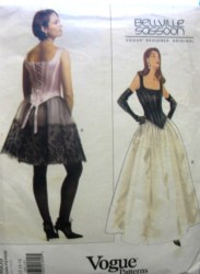 1605 ;VOGUE SASSOON BACK LACED BUSTIER TOP,  FLARE SKIRT KNEE- FLOOR PATTERN 6-10 UNCUT