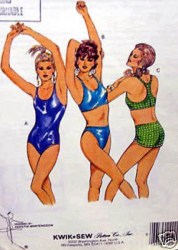 1606 1607 KWIK SEW 1-2-3 PIECE BATHING SWIMSUIT, SKIRT PATTERN 4-10,12-18
