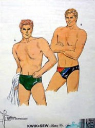 1608 KWIK SEW MALE SWIM TRUNKS 1980s  PATTERN S-XL UNCUT