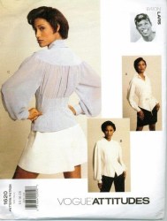 1620 VOGUE BYRON LARS BOLD PEPLUM OVERLAY TIE PEASANT BLOUSE PATTERN 14-18 UNCUT