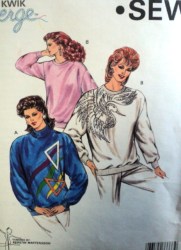 1631 LOOSE LS STRETCH TOPS BEAD APPLIQUE OR NOT PATTERN XS-L