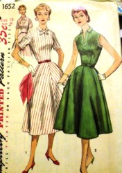 1652 SS/SLEEVELESS 1956 FLARE DRESS UNCUT PATTERN 18 36