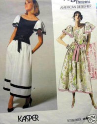 1690 VOGUE KASPER DIRNDL DROP WAIST DRESS LENGTHS PATTERN 8 or 12 CHOICE