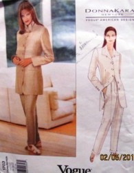 1703 VOGUE DKNY DONNA KARAN LINED LONGER JACKET, CUFF PANTS ADVANCED PATTERN 18-22, 6-10