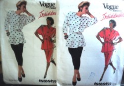 1710 Vogue TAMOTSU BLOUSON PEPLUM TOP, SKIRT LENGTHS PATTERN 8, 10, 12 choice