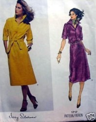 1717  VOGUE JERRY SILVERMAN FAUX SUEDE / LEATHER DRESS PATTERN  8, 12, 14 CHOICE