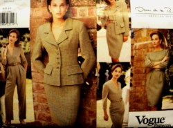 1721 Vogue OSCAR DELARENTA LINED JACKET, SHORTER DRESS, TOP, BOTTOMS PATTERN 6-10 UNCUT