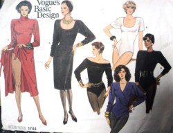 1744 VOGUE KNIT SS-LS BODYSUIT VARIETY, WRAP SKIRT PATTERN 12, 14