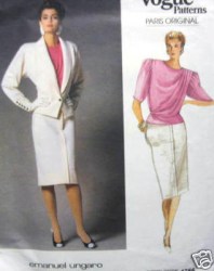 1766  Vogue UNGARO SHAPE JACKET,SKIRT,TIE BLOUSE PATTERN 8,10,12,14,16 choice