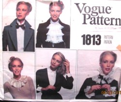 1813 Vogue BUTTON PIN TUCK RUFFLE COLLARS, CUFFS, JABOT PATTERN 12-14 