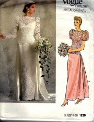 1829 BRIDES/MAID DROP WST DRESS, BACK OVERLAY TRAIN PATTERN 10