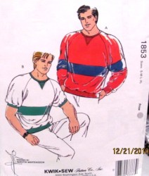 1853 KWIK SEW SPORTY STRETCH KNIT MEN'S SS-LS GOLF SHIRTS PATTERN S-XL