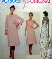 1858 Vogue MOLYNEUX SLIP DRESS LENGTHS, HIP JACKET 1981 PATTERN 10 or 8 choice