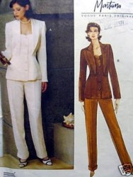 1885 VOGUE MONTANA LINED VESTED HIP JACKET, TAPER CUFF PANTS PATTERN 12-16 UNCUT