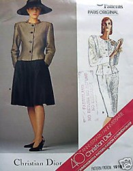 1919 DIOR PRINCESS JACKET, STRT-FLARE SKIRT PATTERN 10, 12, 16