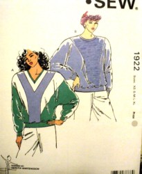 1922 STRETCH KNIT PULLOVER DOLMAN LS TOPS PATTERN XS-XL